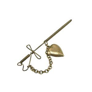 Vintage Older Sword Pin Heart Charm Primitive Handcrafted Wire Wrapped Jewelry